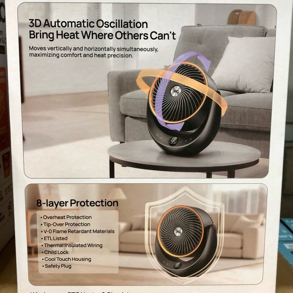 NEW! DREO 1500W Portable 3D Automatic Oscillating Ceramic PTC Heater - Picture 11 of 11
